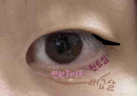 이렇게 하면 이쁠것같아 난 쌍테 진짜 많이 붙혀봤는데 다이소껀 진짜 눈에 안좋아ㅠㅠㅠ올영에 파는 필리밀리가 좋더라구!!