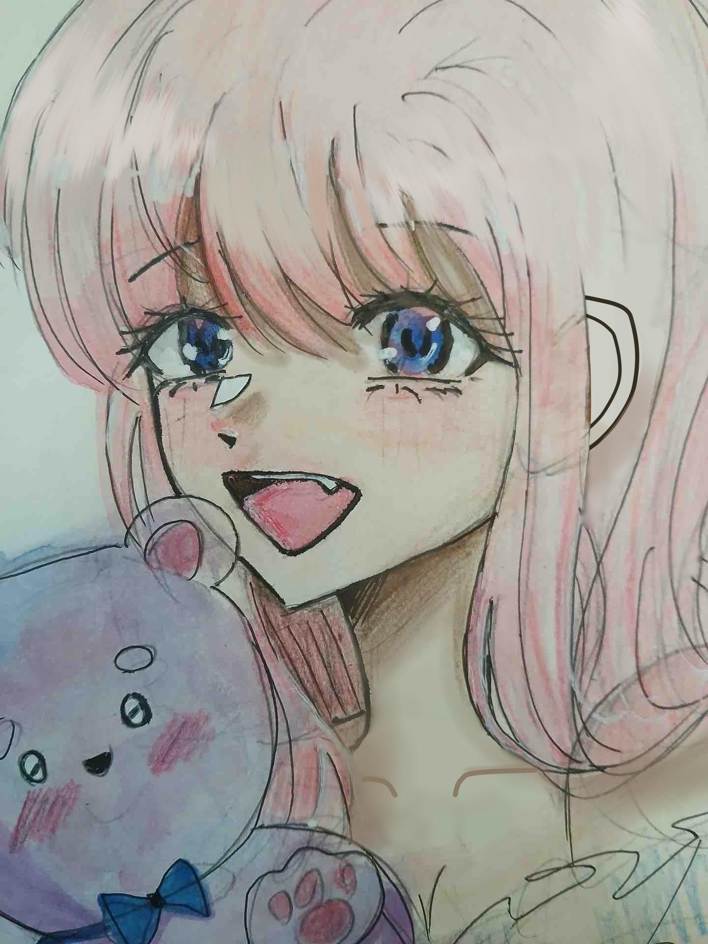 잘은 못하지만 쇄골쪽이랑 귀 위치가 좀 애매하구 머리에 반사? 되는 빛?이 부자연 스러워요 그리고 그림자가 좀 애매해서 수정했어요 머리에 반사되는 빛은 하얀색이 아니라 원래 머리 색깔? 에서 점점 밝아지는 느낌으로 해주셔야하요 귀도 눈 위치와 비슷하게 이비스페인트로 수정해서 색감 맞추기가 어렵긴 하네용ㅠㅠ