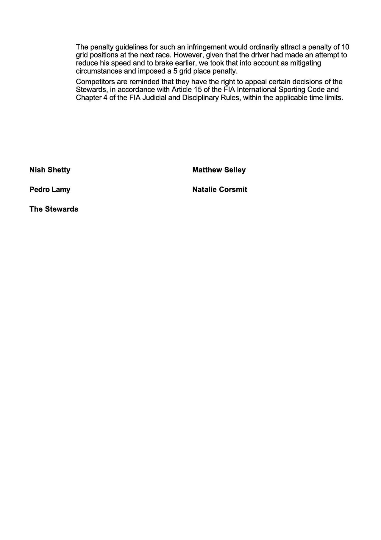 루이스 해밀턴 5그리드 패널티