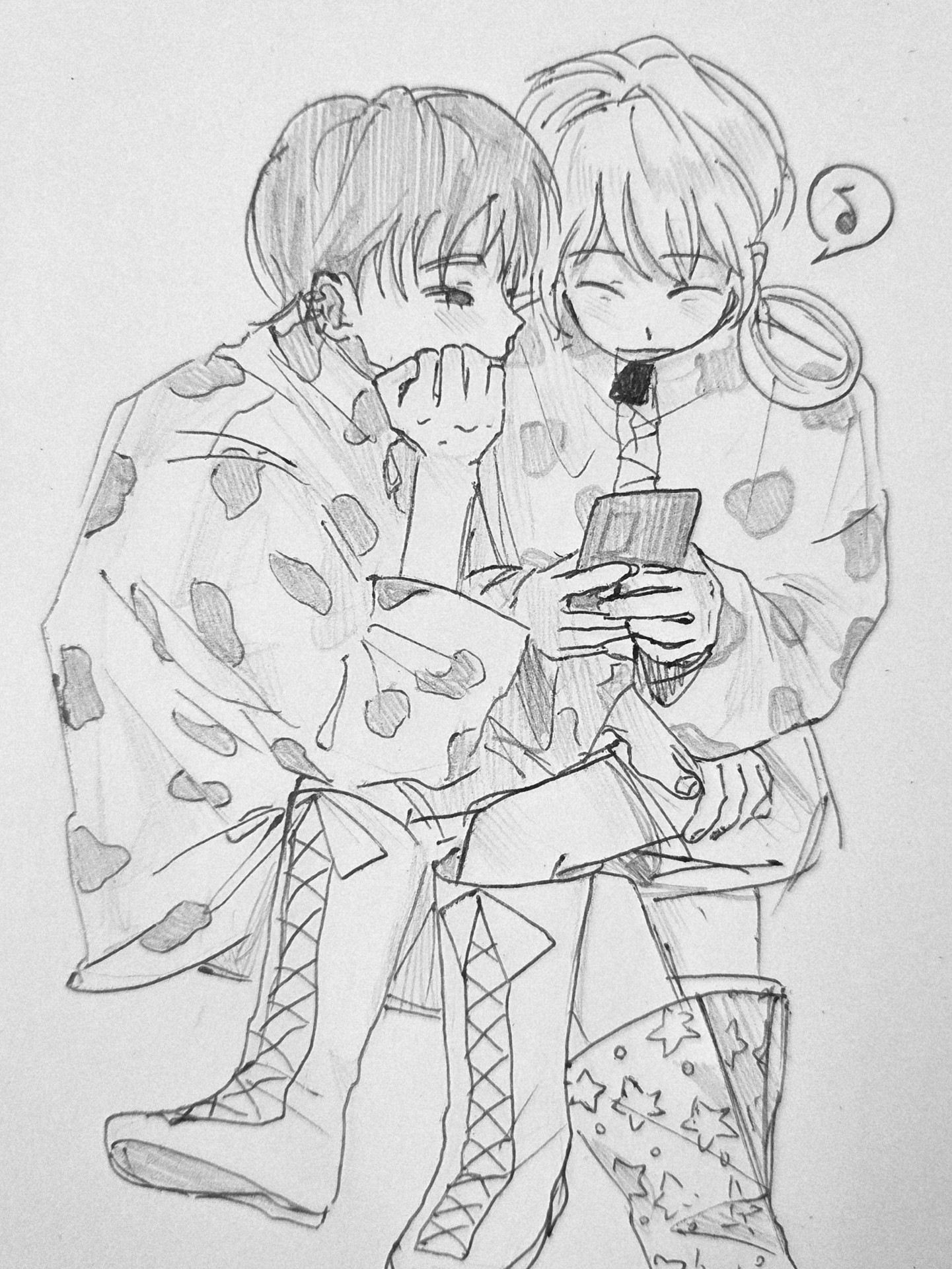 너무 귀여운 커플입니다..
부끄러운 실력이라 마음에 드실지 모르겠지만🥲... 완성했습니다~